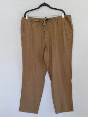 CLUB ROOM Women’s XXL Luxury Linen Tan Pants Straight Leg 31 inch Inseam